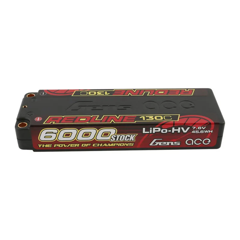 Gens Ace Redline Series 6000mAh 7.6V 130C 2S2P HardCase HV Lipo Digital Battery