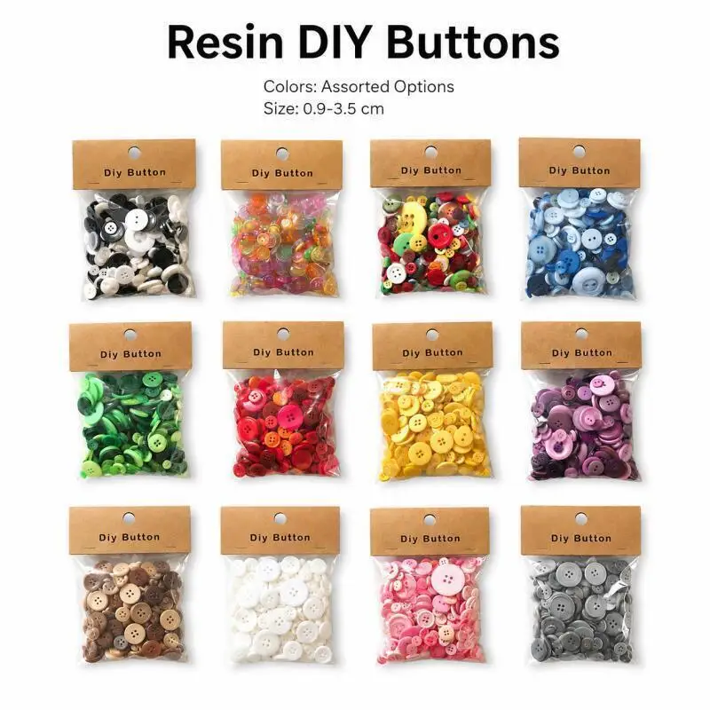0,9-3,5cm Harz-Knöpfe 150g/Packung Gemischte Farben 2/4 Löcher für DIY Nähzubehör Handgemachtes Handwerk – Detail 3