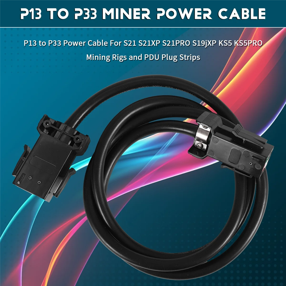 SuperDeals P13 to P33 Power Cable for Antminer S21 S21XP S21PRO S19jXP KS5 KS5PRO Mining Rigs and PDU Plug Strips