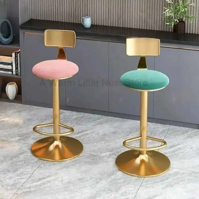 Kursi Bar Putar Modern dengan Sandaran Sederhana, Gaya Kasir untuk Rumah, Meja Depan, dan Furnitur Bangku Tinggi