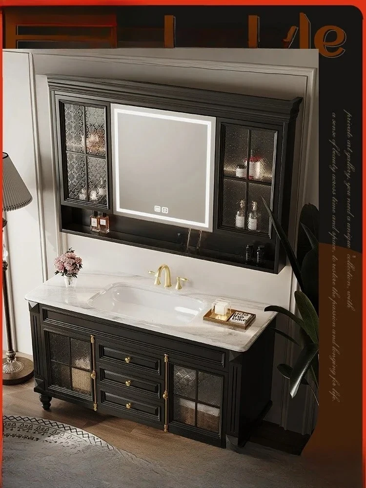 bathroom cabinet combination rock slab integrated washing table hand washbasin floor cabinet