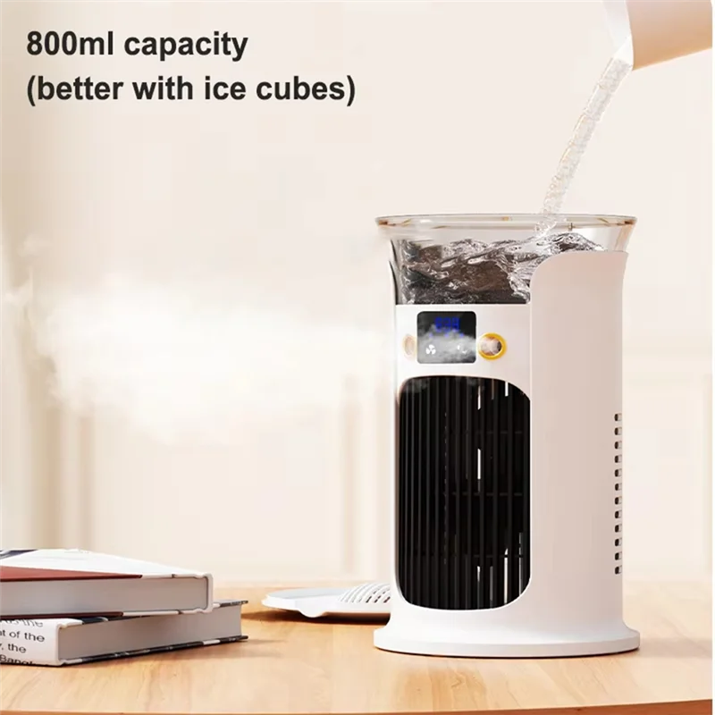 AT29-Portable USB Air Cooler Multifunctional Small Cooling Fan With Humidifier Cooling Fan With Humidifier For Office & Home Des