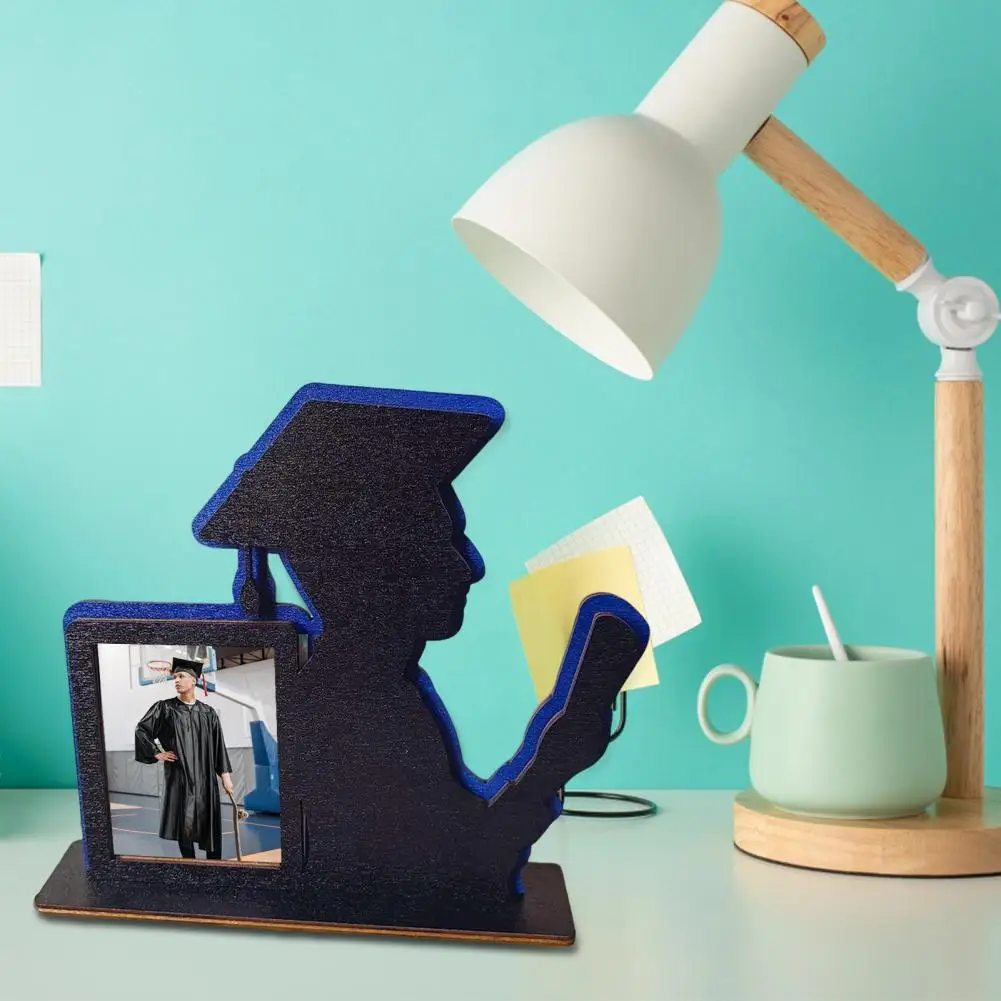 Graduation Theme Photo Frame 2024 Graduation Photo Wooden Frame Male Female Graduates Outline 3d Desktop Display Grad Theme