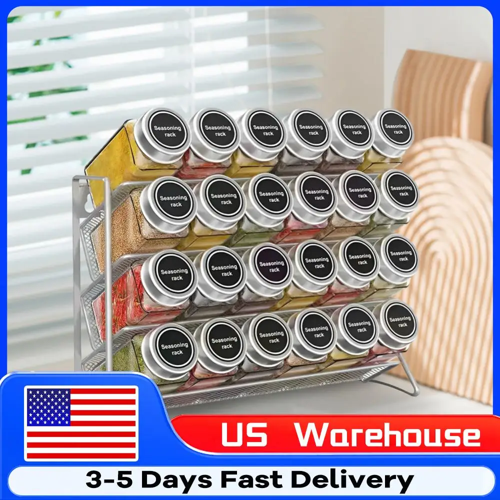 

Настенная 4-ярусная полка для специй из углеродистой стали, органайзер для хранения мелких баночек с приправами и травами