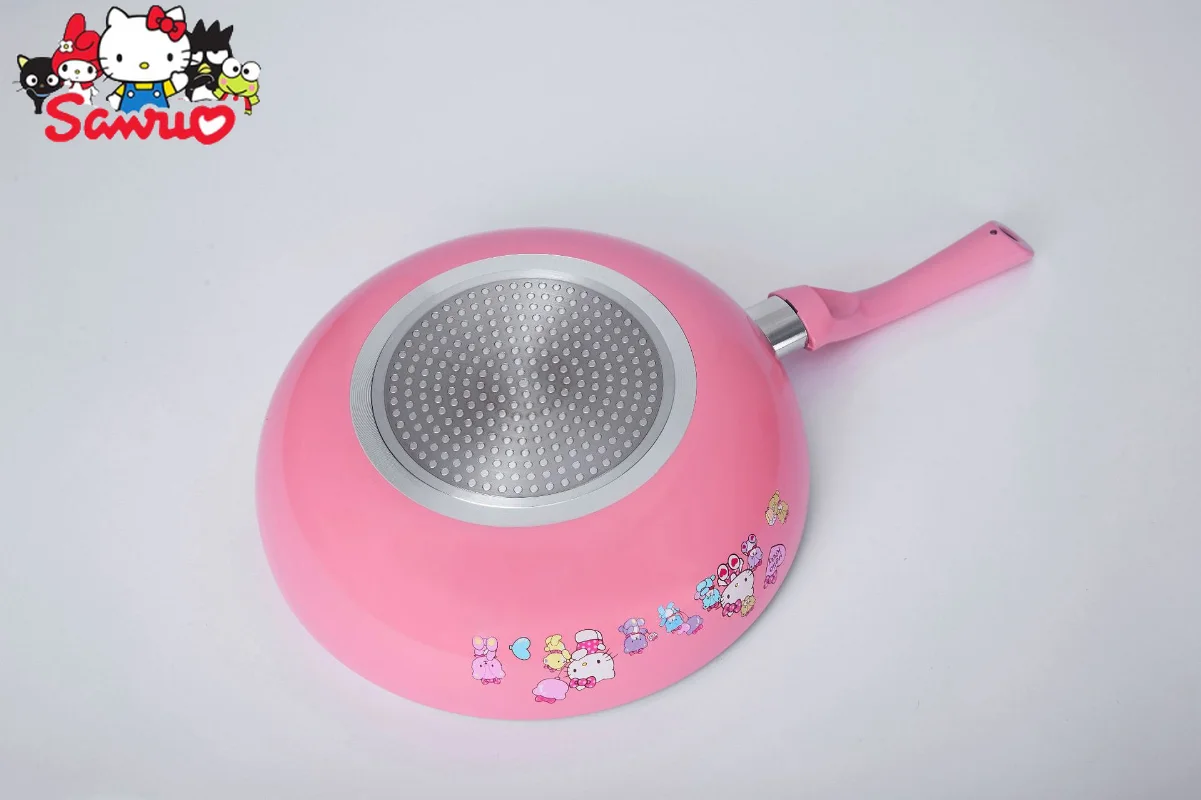 Sanrio Melody Kuromi Hello Kitty Cinnamoroll Pochacco KT Wok Nonstick Pan Wok Pan Gas Cooker Induction Cooker 8x28x18cm