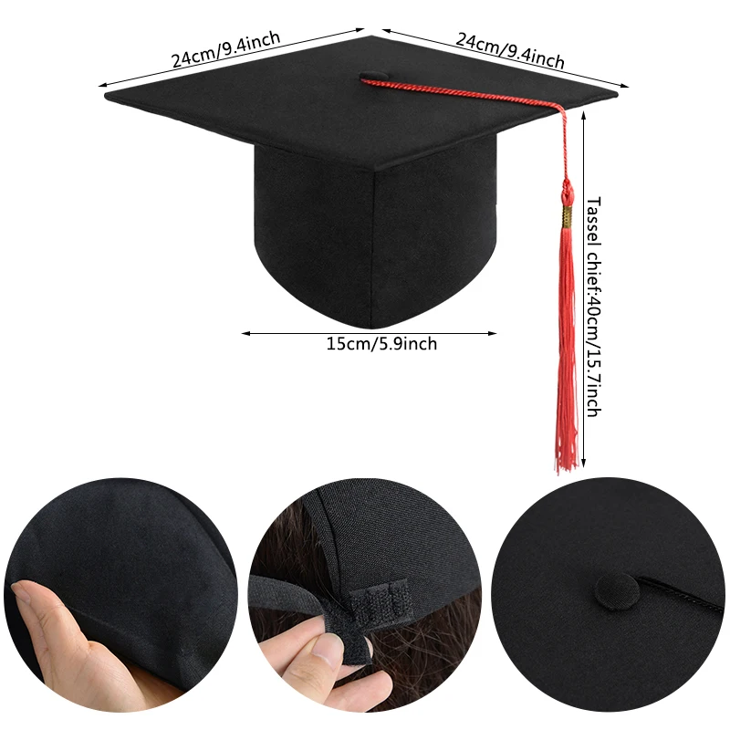 School Graduation Party Tassels Cap Mortarboard University Bachelors Master Doctor Academic Hat NEW Black Mortar Board