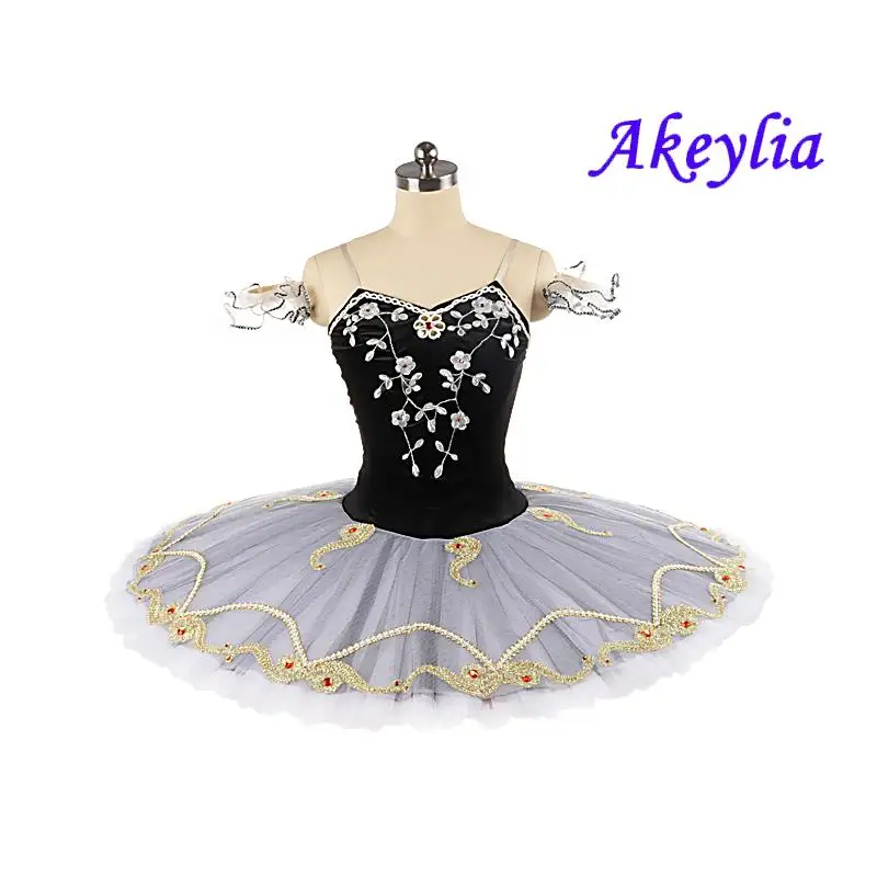 

Velvet Black Ballet TUTU Dress for performance pancake tutu classical ballet skirt stage Dance Costumes Girls competition JN0320