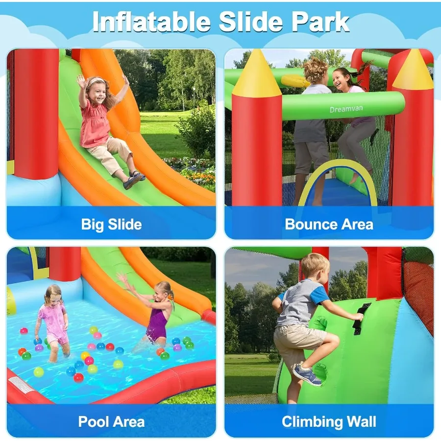 Casa de rebote inflable para regalos de niños de 3 a 12 años | Tobogán Jump 'n Castillo de rebote para niños de 13 x 12 pies, cohete Bouncer con tobogán largo, Climb & Jump A