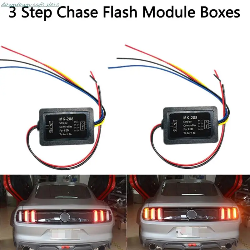 1X Car For taillamp Front or Rear Turn Signal Light 3-Step Sequential Dynamic Chase Flash Module Boxes