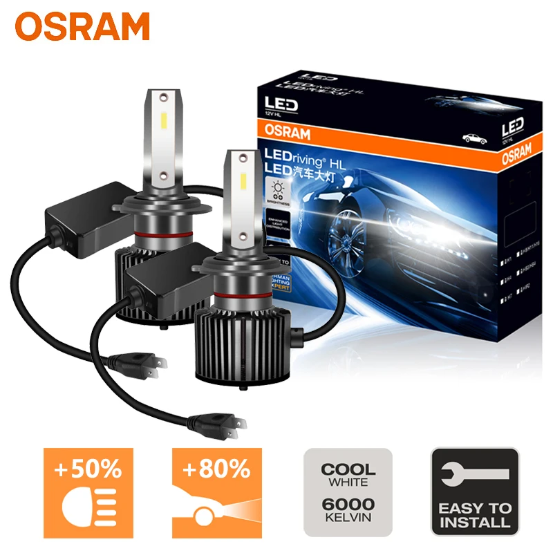 OSRAM LED H7 PX26d 12V 50W CF Version Car Headlight 4000LM Power Bright 6000K White LED Lamps Turbo Upgrade Bulbs D5210CW, 2pcs