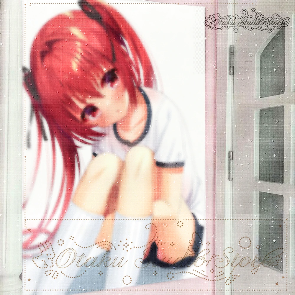 Cute Red Hair Twin Tail Girl Anime Tapestry Kawaii Room Wall Tapestryぽわぽわ Shy Blush Anime Character Tapestry Cute Sport Outfit W