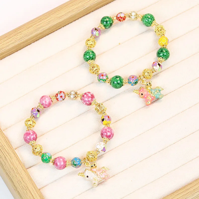 2026 Year of the Horse Blessing Bracelet for Women Glazed Beaded Zodiac Horse Lucky Jewelry for Daily Wear Gifts