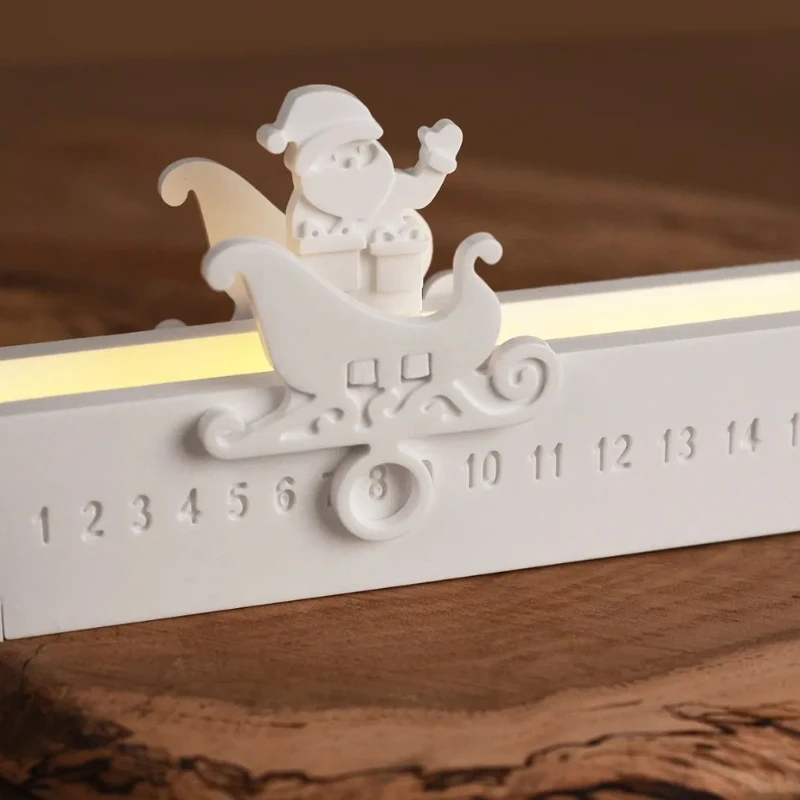 Calendar Number Advent Countdown Tray Gypsum Silicone Mold Santa Claus Digital Sign Candle Holder Decoration Resin Mold Crafts