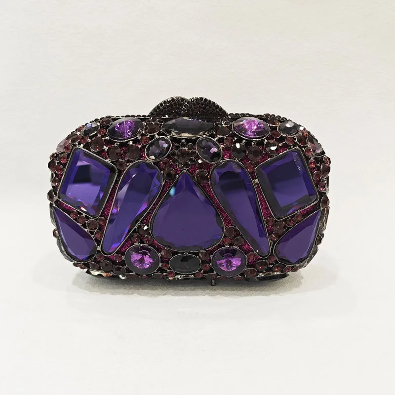 

2025 hot sale 2024 Custom Handmade Women's Evening Clutch Bag Crystals Stones Bridal Wedding Party Handbags Ladies Should