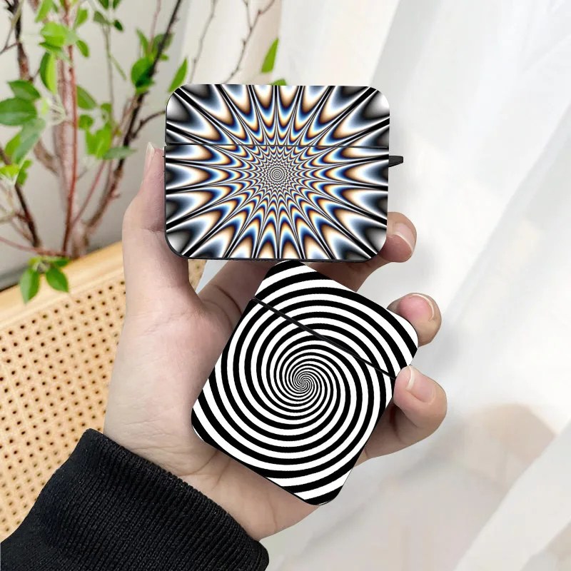 Abstract Geometric Art Lines AirPods Case Black Wireless Bluetooth Earphone Case for Apple Airpods 1 2 3 Pro 2 Protective Case