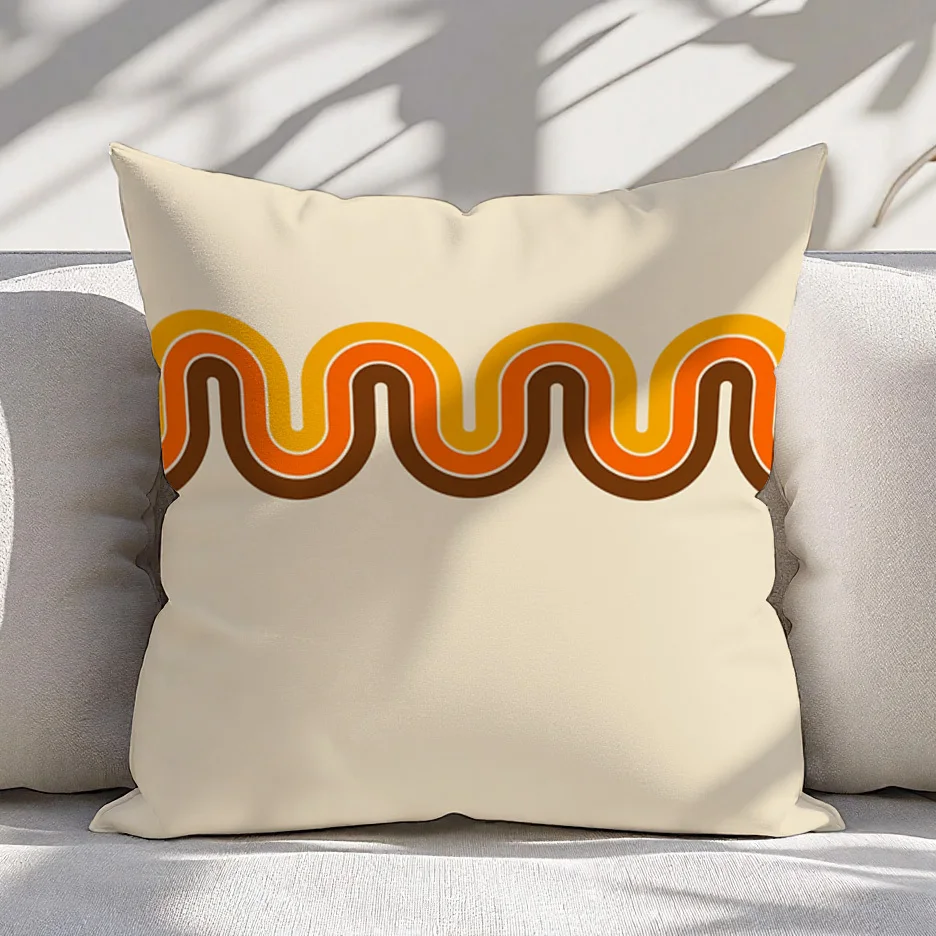 70s Retro Pillow Cover 16x16 18x18 20x20 Inch Polyester Zipper Machine Washable Boho Mid Century Decor