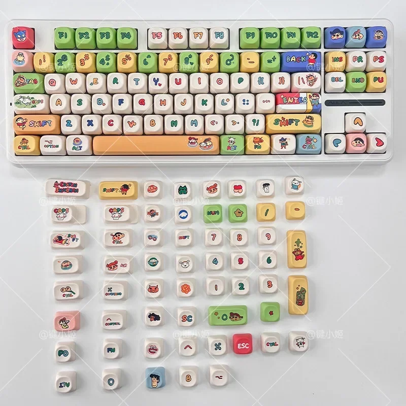 Hot Cartoon Crayon ShinChans Keycap MOA Profile PBT Thermal Dye Sublimation Cute Mechanical Keyboard Caps Kawaii Keycap Toys