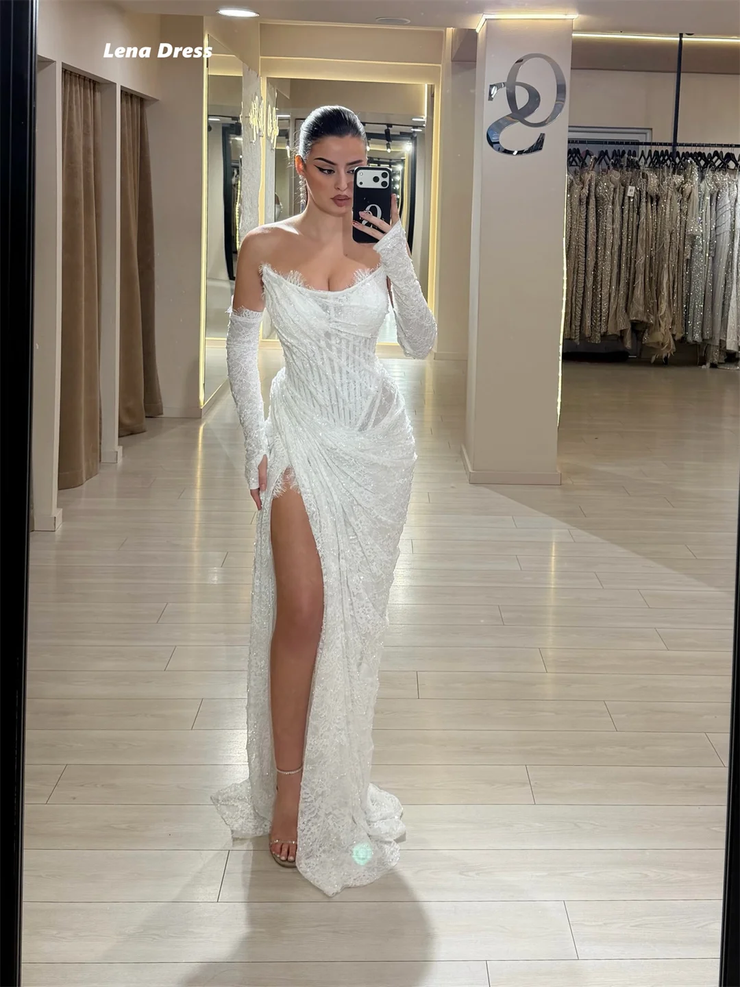 Lena Wedding Women's Evening Dress for Weddings Embroidered Lace Prom Dresses for Luxury Party Custom Elegant Cocktail Dresses