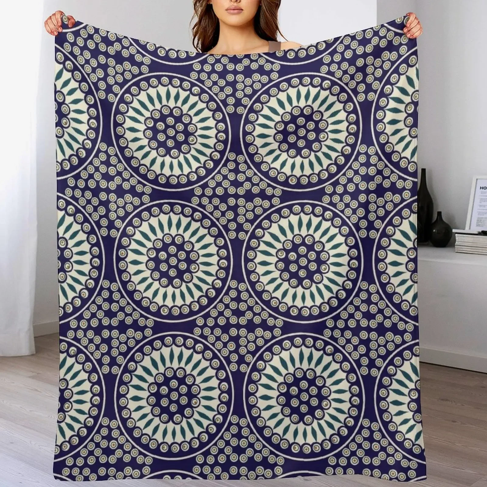 

Bolesawiec ceramics Throw Blanket Travel Size Cozy Blanket for Plane Train
