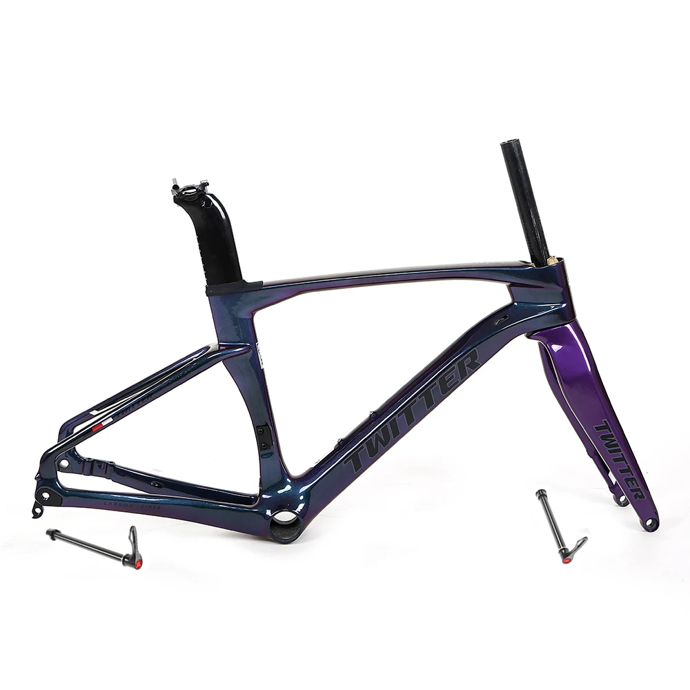 

TWITTER Hot sale carbon road disc frame for children teenagers road cyclocross bike frame fit24inch wheelset carbon gravel frame