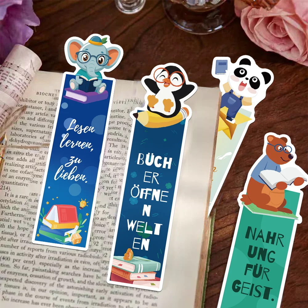 30pcs German Animal Bookmark Set for Students Reading Page Markers for Books Paper Cards for Decorating DIY Gift Message Cards