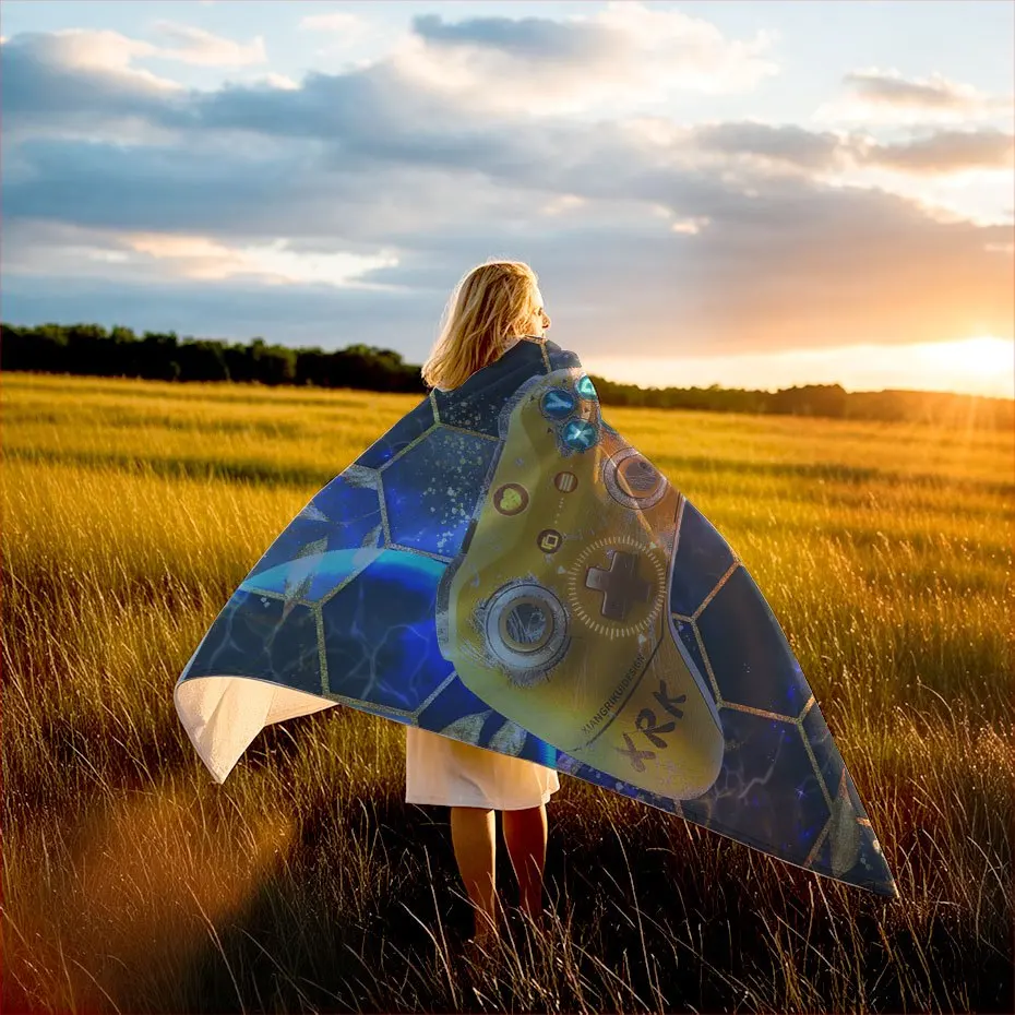 Gamer Floral Controller Blanket Reversible Flannel Throw for Gaming Enthusiasts AllSeason Comfort Playful Tech Gift