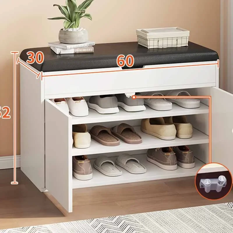 Simple Ritating Shoe Rack Luxury Living Room Wooden Bench Shelf Shoe Cabinets Rotating Dust Proof Szafka Na Buty Home Furniture