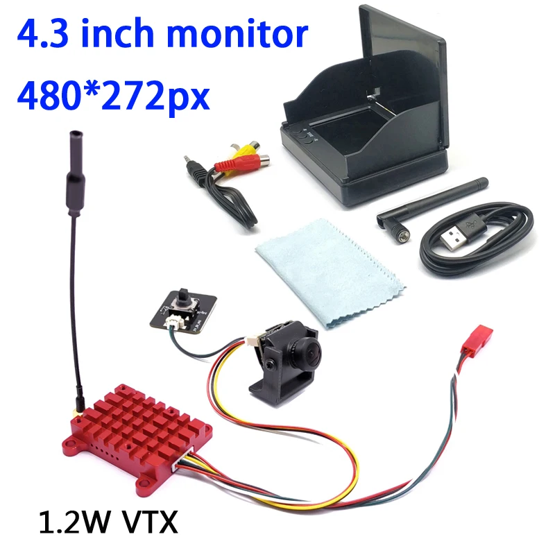 

Система FPV 5,8G 48CH VTX дальнего радиуса 1200 МВт передатчик + 2,1 мм FPV камера 1200TVL + 5-дюймовый ЖК-экран 800*480 FPV монитор для RC