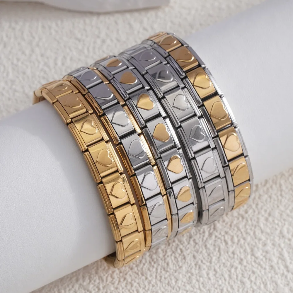 

Stainless Steel Modular Elegant Simple Style Heart Shape DIY Detachable Accessories Splicing Bracelet Creative Fashion Jewelry
