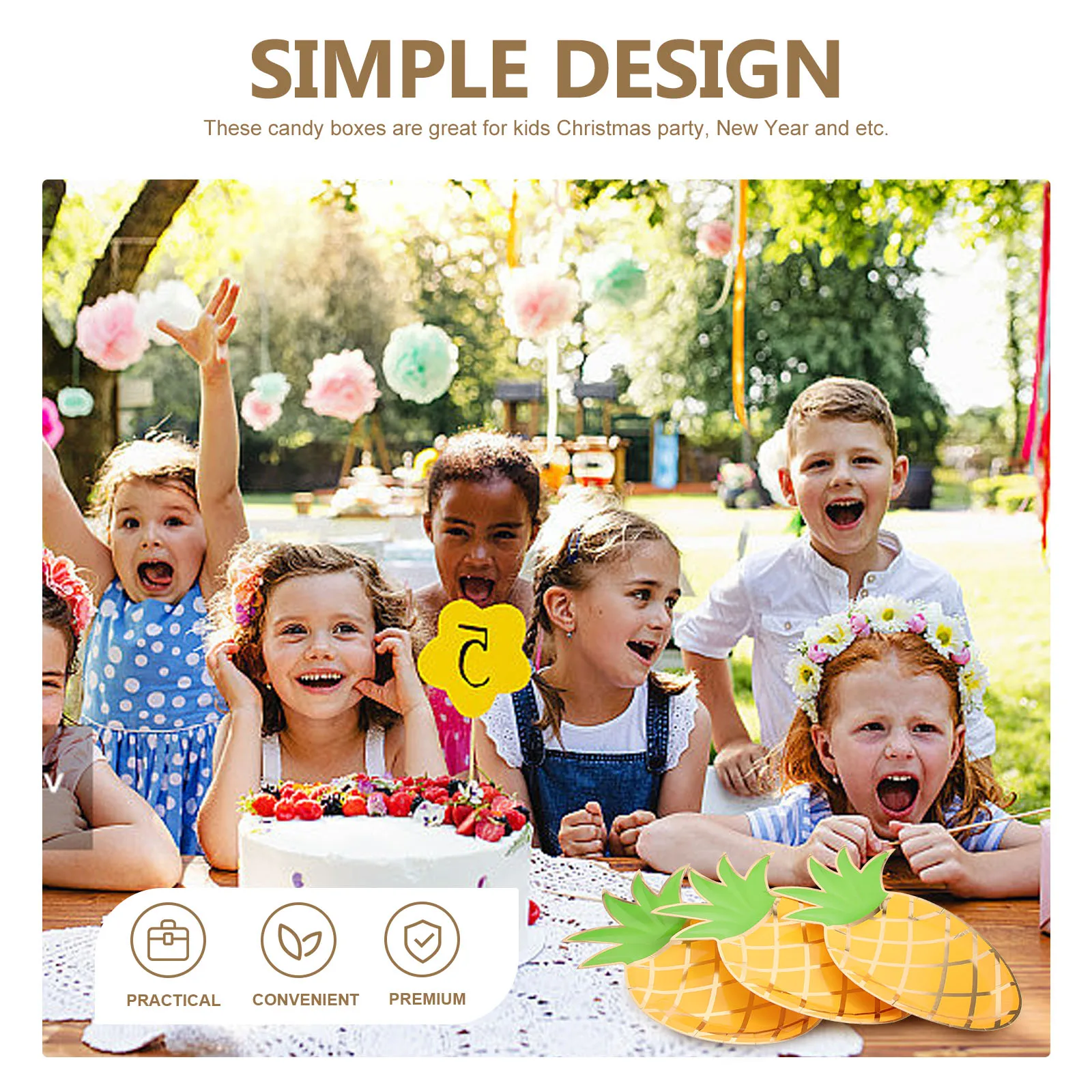

8 Pcs Decorate Pineapple Plate Baby Decorations Paper Party Kids Plates Birthday