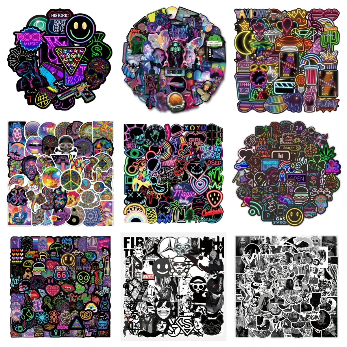 10/30/50PCS Cartoon Neon Sticker Series Creative Cool Graffiti Guitar Suitcase Laptop Helmet Skateboard DIY Decoration Wholesale