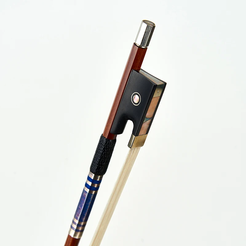 CHRISTINA Violin Bow G03 Rosewood Round Stick Circle Parisian Eye Ebony Frog Inlaid with Abalone Shell Copper Mounted 4/4 Size