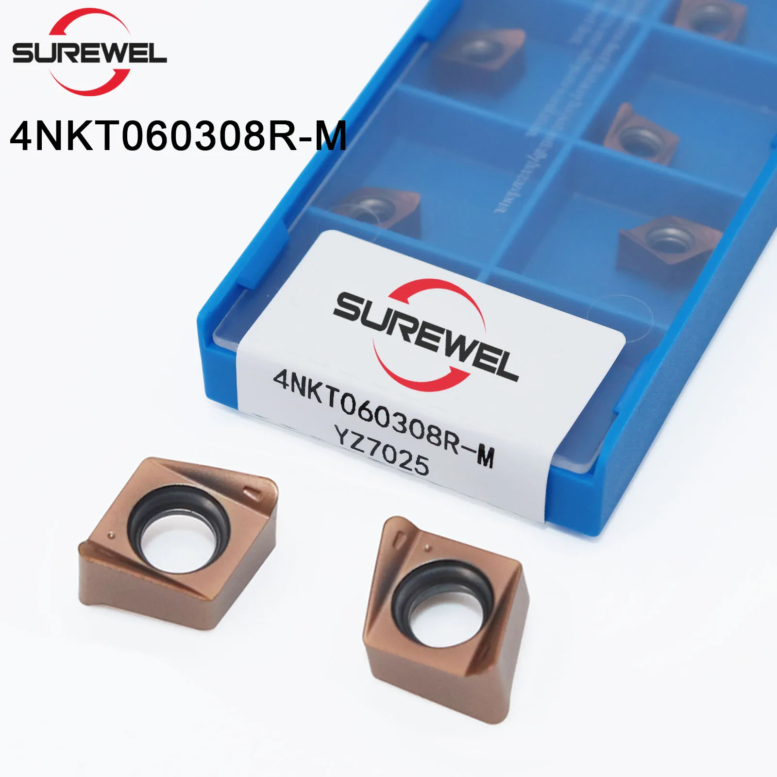 

SUREWEL Инструмент с ЧПУ 4NKT060308R-M YZ7015 YZ7025 YZ7030 Быстроподающие двусторонние вставки Карбидные карбидные вставки с квадратным плечевым фрезером