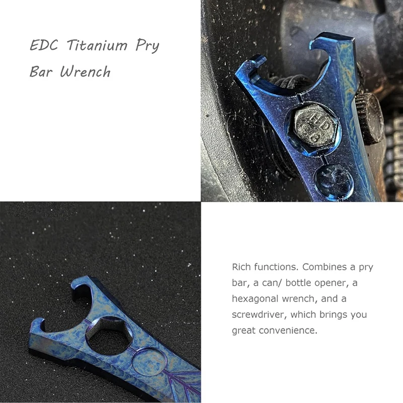 ABDJ-Barretta di leva in lega di titanio Apribottiglie multiutensile Dimensioni compatte EDC Cacciavite chiave per leva multiutensile
