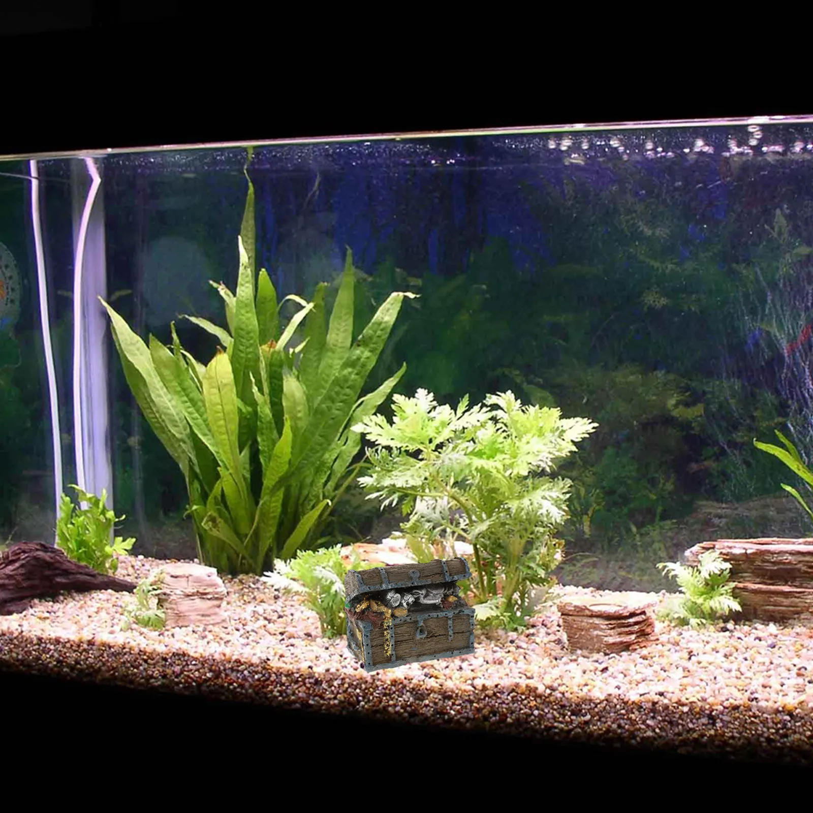 Resin Aquarium Treasure Chest Fish Tank Decoration – Underwater Landscape Ornament, Natural Look, Fade-Resistant