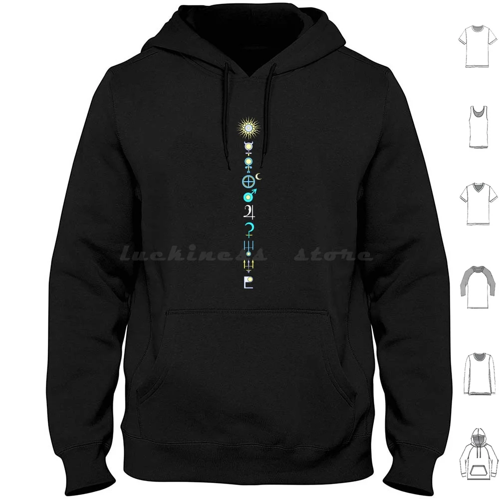 Nine Planets Sun And Moon Hoodie cotton Long Sleeve Planets Alchemy Sun Moon Venus Earth Jupiter Saturn Uranus Neptune Sigils