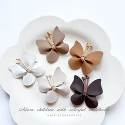 High-End Leather Butterfly Hiar Clip For Girls Sweet Princess Hairpins Handmade Kids Barrettes Child Hair Accessories