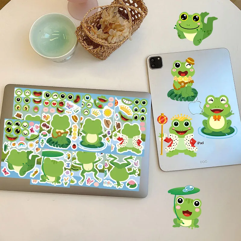 8 pçs dos desenhos animados sapo graffiti adesivos colagem série caso de telefone bagagem diy notebook adesivos à prova dwaterproof água