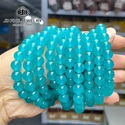 JD Dyed Color High Quality Ice Amazonite Chalcedony Bracelets Women Yoga Buddha Energy Elastic Bangles Round Bead Strand Jewelry