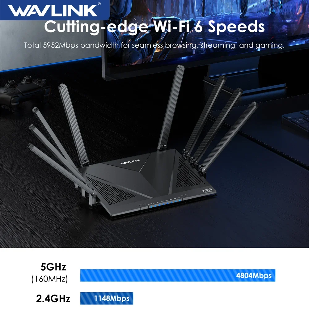

WAVLINK AX3000/6000 Wi-Fi 6 Router Dual Band Gaming Router 2.5Gbps WAN 4x1000Mbps LAN Supports EverythingMesh/Router/AP/Reapeter