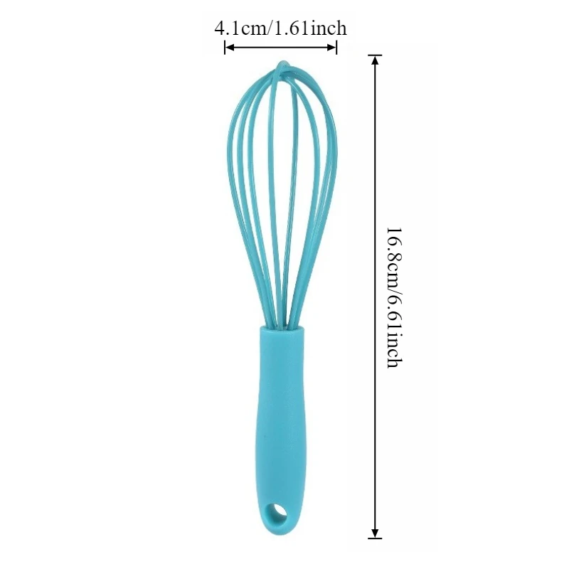 1pc 6-inch Handheld Mixer Mini Blender Silicone Stainless Steel Home Baking Tool for Whipping Cream Beating Eggs Mixing Flour