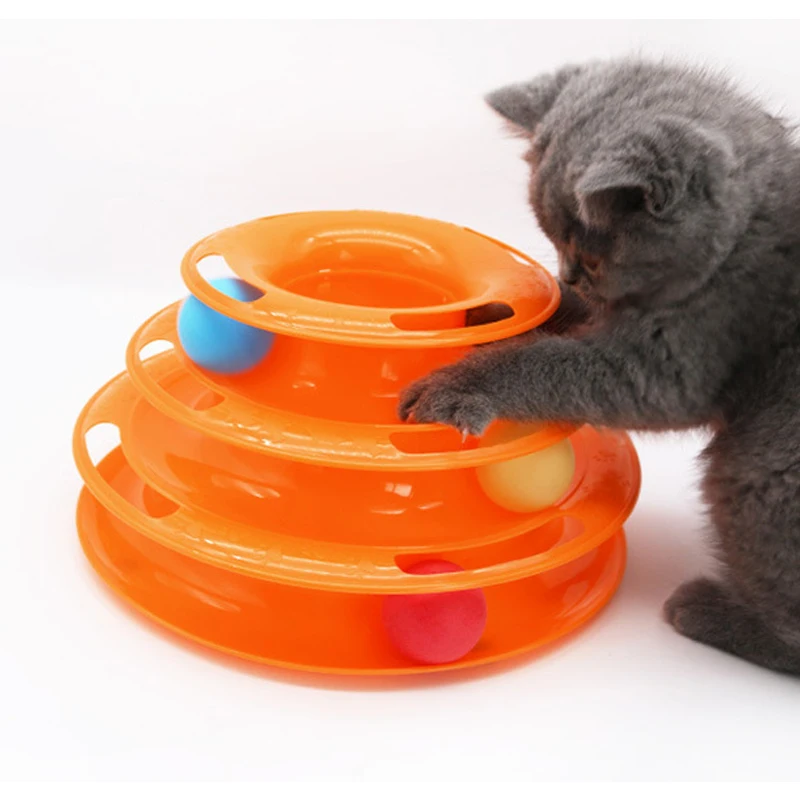 Interactive Tower Cat Toy Turntable Roller Balls Toys for Cats Kitten Teaser Puzzle Track Toy Pets Training Supplies Accessories