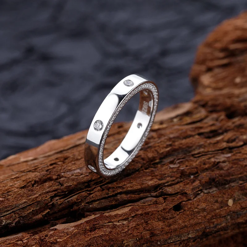 Full diamond-set ringS925Sterling Silver Plated18KGold Fashion Jewelry6Custom diamond wedding rings