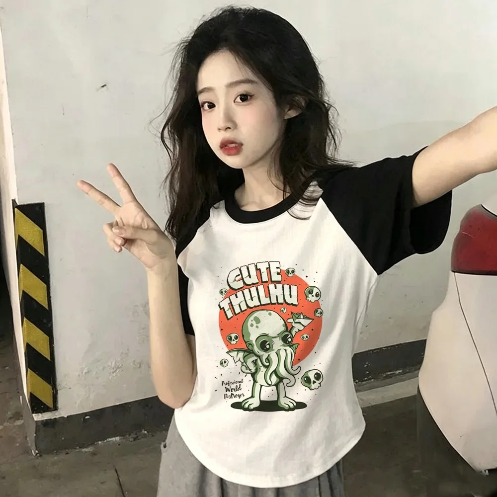 Cthulhu shirt female goth harajuku Psychedelic manga anime tshirt y2k japan cutecore Psychedelic baddie