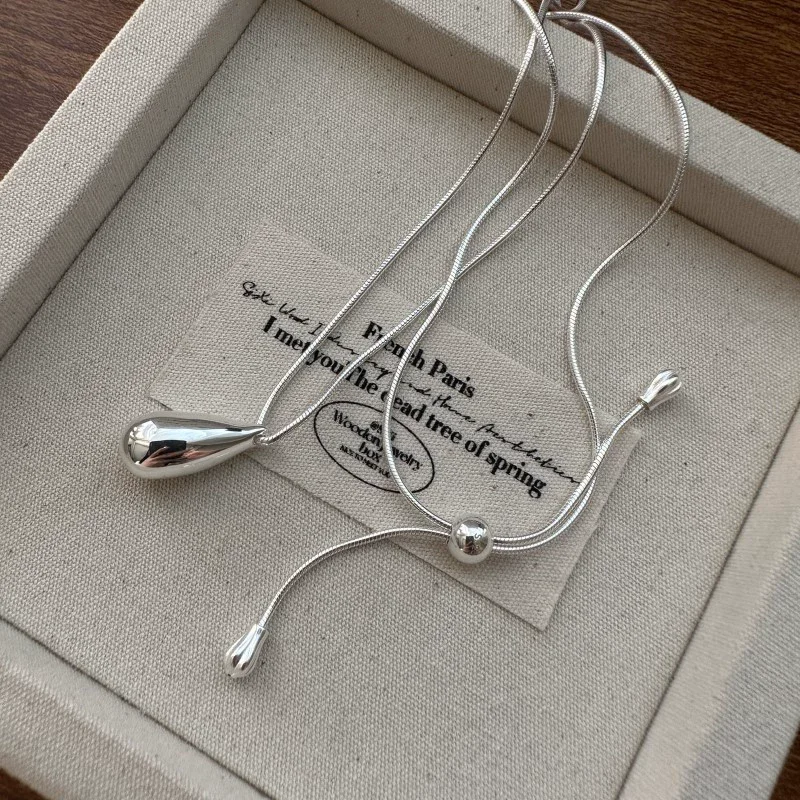 

Роскошное модное ожерелье из стерлингового серебра 925 пробы на осень/зиму, цепочки для свитера, простой универсальный кулон для женщин, изящные ювелирные изделия