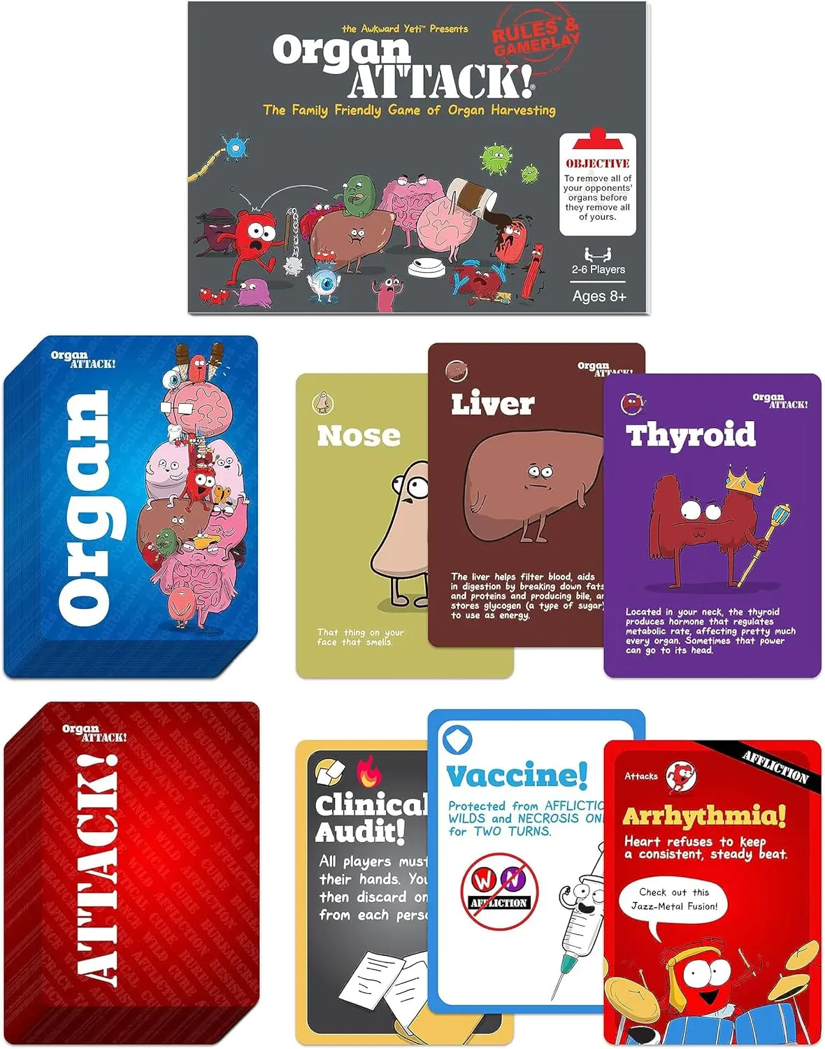 The Awkward Yeti Organ Attack! Card game, a family fun game suitable for children and adults - fun poker, suitable for playing n