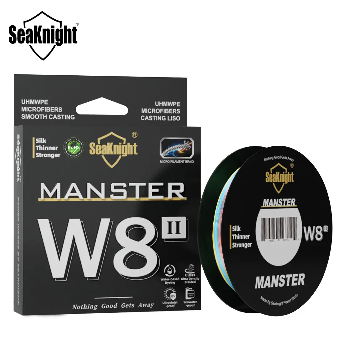 Seaknight marca w8 ii série linhas de pesca 8 tece 500m 300m 150m atualização forte trançado linha pe para pesca em água do mar 15-100lbs