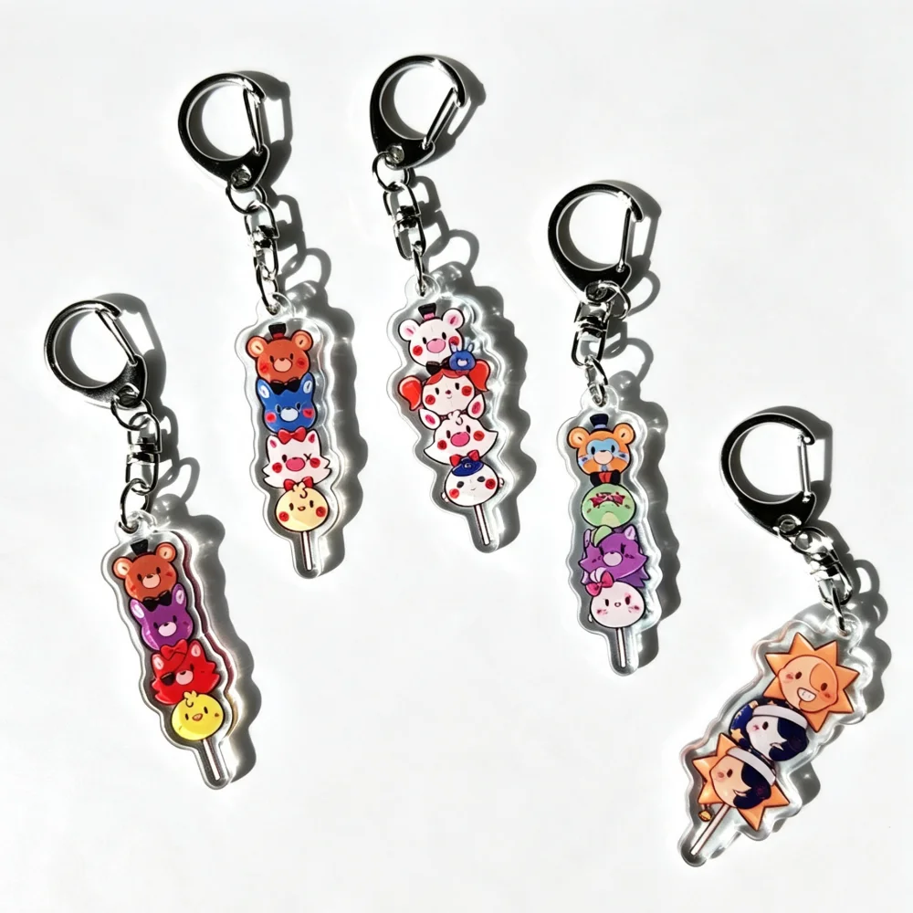 Llavero Acrílico de Personajes de Juego Populares FNAF Freddy Fazbear Chica Foxy Bonnie, Versión Q, Colgante Decorativo, Regalo Festivo