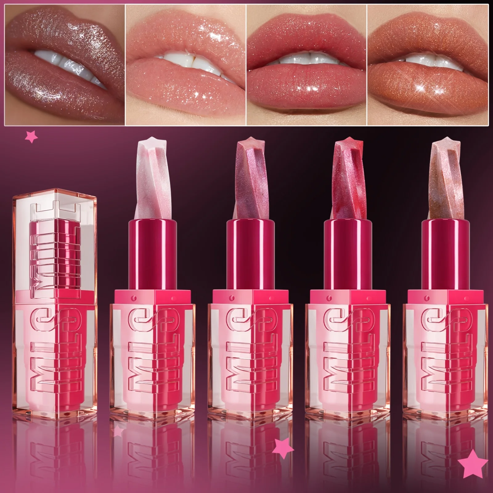 Rossetto perlescente Trucco labbra luccicante glitter lucido, Rossetto speciale Rossetto cremoso per regali di San Valentino sul palco delle feste