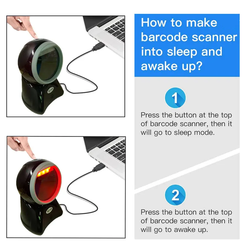 Desktop 1D 2D Barcode Scanner Hands-Free Automatic Sensing Platform Scanner UPC EAN Fast Scan Reader USB Cable Wired